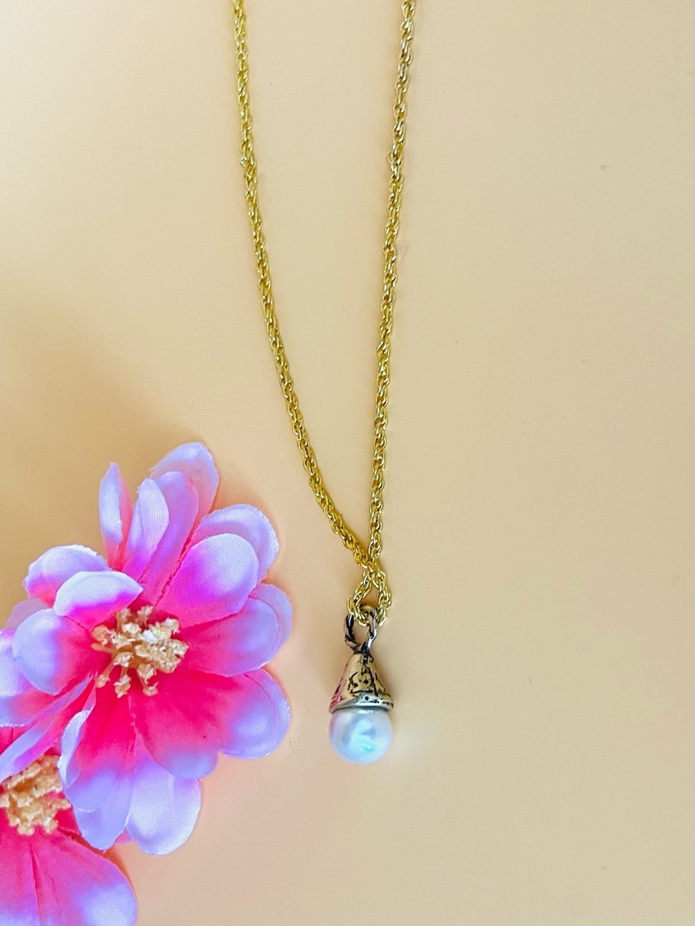 Elegant 14 KGP  Pearl Drop Pendant Necklace - Women Jewelry